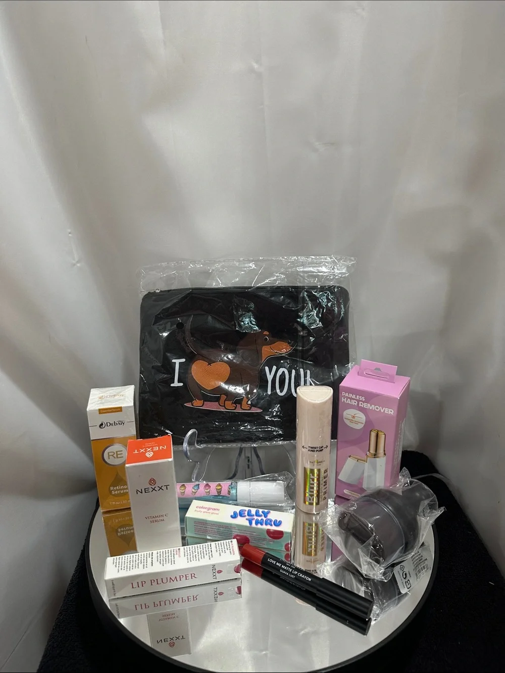 Black cosmetic bag Dachshund NWT &Make up bundle 10 pcs